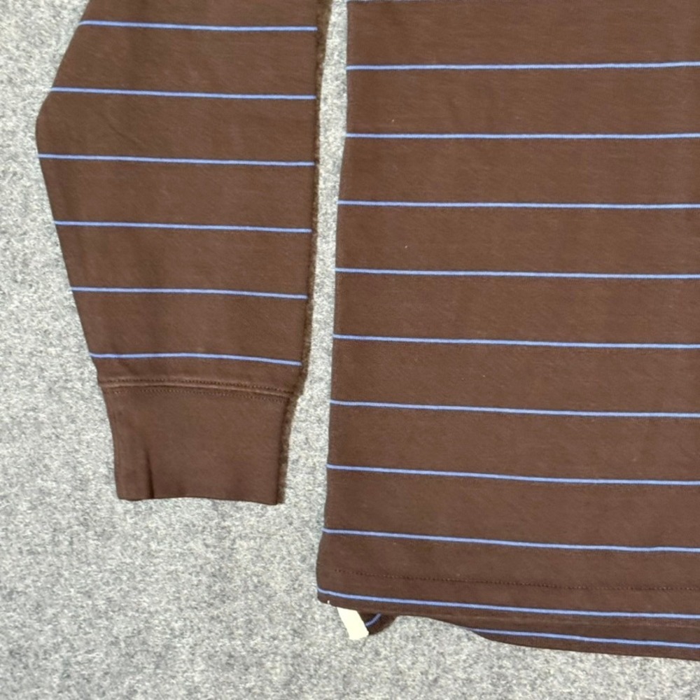 J.Crew Mens Long Sleeve Striped Rugby Shirt Brown Blue Size M NWT Preppy Lux - Picture 4 of 10